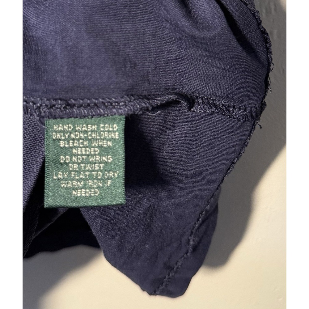 Lauren Ralph Lauren Crew Neck Shirt Women's 1X Navy Blue Silk Blend Lightweight - Picture 4 of 6